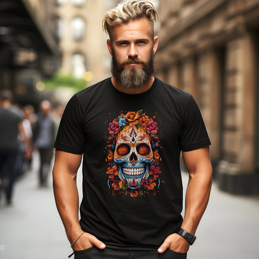 Santa Muerte Fantasy Series Premium Unisex T-shirt, Dia de los Muertos, Halloween Gift, Spooky Style, Frighten Tee, Day of the Dead, Gift for him, Active Wear, Under 20 dollars gift, under 20 pounds gift, hot shirt, gift for dad, mothers day