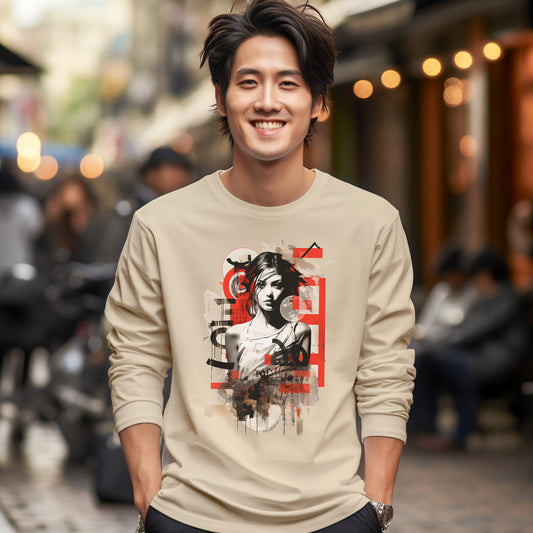 Japanese Art Collage Premium Unisex Long-sleeve T-shirt, Art is my Life, Japanese Style, Asian Inspired Design, Tokyo Vibes, Japanese Gifts, Under 20 dollars gift, under 20 pounds gift, artistic shirt, gift for dad, mothers day, artistic gift