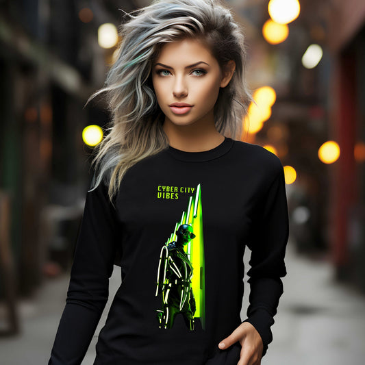Cyber City Vibes Short & Long-Sleeved Tees, Neon Fluo Style, Dystopian Vibe, Modern Fashion, Cyberpunk Aesthetics Shirt, gift for her, gift for him, rock gift, mothers day gift